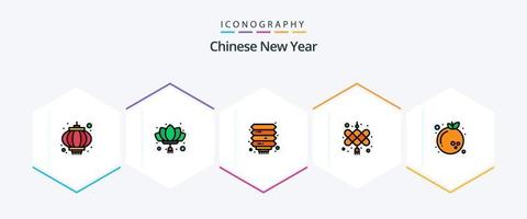 Chinese New Year 25 Filledline Icon Pack inklusive Neu. Neujahr. Neujahr. CNY. Neujahr vektor