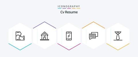 CV återuppta 25 linje ikon packa Inklusive utbildning . skola . studie. chatt vektor