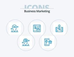 Business Marketing blau Icon Pack 5 Icon Design. Daten. Browser. seo. Platzhalter. Standort vektor