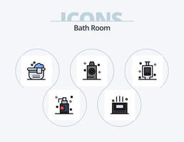 Badezimmerlinie gefüllt Icon Pack 5 Icon Design. . Zimmer. Matte. Bad. Bad vektor