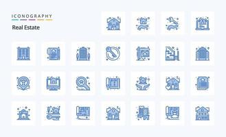 25 blaue Icon-Packs für Immobilien vektor