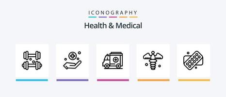 Gesundheit und medizinische Linie 5 Icon Pack inklusive . Zahn. Schild. medizinisch. kreatives Symboldesign vektor