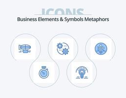 Business-Elemente und Symbole Metaphern blau Icon Pack 5 Icon Design. Einstellung. Einstellung. Luft. Kontrolle. Urlaub vektor