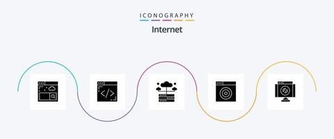 internet glyf 5 ikon packa Inklusive . nekad. nätverk. radera. mål vektor