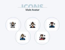 männliche Avatarlinie gefüllt Icon Pack 5 Icon Design. . Maler. Berater. Dekorateur. Militär vektor