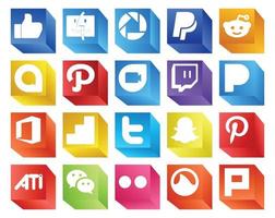 20 Social-Media-Icon-Packs, einschließlich Wechat, Pinterest, Twitch, Snapchat, Twitter vektor