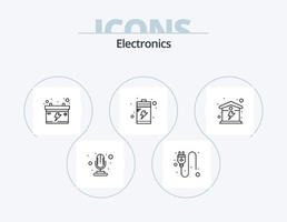 Elektronik-Line-Icon-Pack 5 Icon-Design. Lied. Musik. Fernseher. Headset. Voltmeter vektor