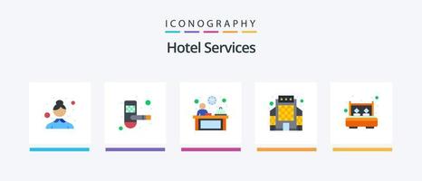 Hotelservices Flat 5 Icon Pack inklusive Zimmer. Bett. Hotel. Stern. Werbung. kreatives Symboldesign vektor