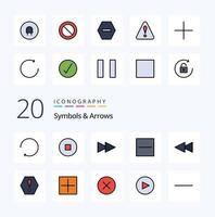 20 Symbole Pfeile Linie gefüllt Farbe Icon Pack wie Pfeil drehen stoppen plus hinzufügen vektor