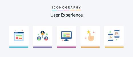 User Experience Flat 5 Icon Pack inklusive . testen. Webseite. Erfahrung. berühren. kreatives Symboldesign vektor