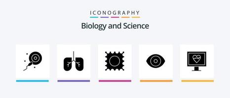 biologi glyf 5 ikon packa Inklusive . öga. övervaka. kreativ ikoner design vektor
