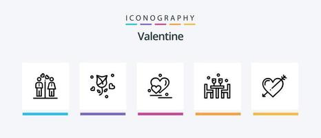 valentine linje 5 ikon packa Inklusive kärlek. film. kärlek. kamera. hjärta. kreativ ikoner design vektor