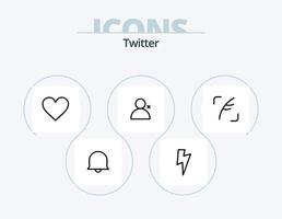 Twitter linje ikon packa 5 ikon design. . Twitter. låsa. främre. chatt vektor