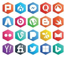 20 Social-Media-Icon-Packs, einschließlich Mail Gmail Utorrent Swarm Vine vektor