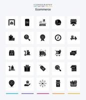 Creative E-Commerce 25 Glyph Solid Black Icon Pack wie Shop. E-Commerce. Geschäft. Tasche. speichern vektor