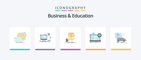 företag och utbildning platt 5 ikon packa Inklusive uppkopplad. webbseminarium. lampa. födelsedag. lösning. kreativ ikoner design vektor