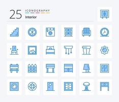 Innenraum 25 blaue Icon-Packs inklusive Sitz. Möbel. Innere. Innere. Kleiderschrank vektor