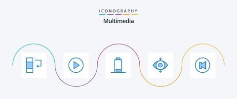 multimedia blå 5 ikon packa Inklusive . öga. multimedia vektor