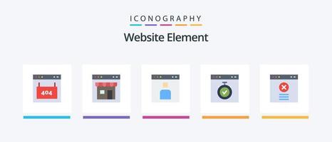 Website-Element Flat 5 Icon Pack inklusive Seite. Browser. Buchseite. Menschen. Schnittstelle. kreatives Symboldesign vektor