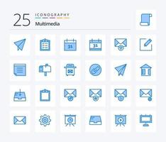 multimedia 25 blå Färg ikon packa Inklusive posta. text. post. notera. redigera vektor