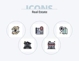 Immobilienlinie gefüllt Icon Pack 5 Icon Design. Gebäude . heim. Gebäude . Immobilie . Zeichen vektor