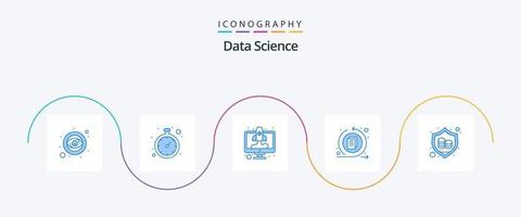 data vetenskap blå 5 ikon packa Inklusive skydda. data bearbeta. dator. gränssnitt. Start upp vektor