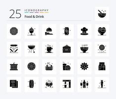 Essen und Trinken 25 Solid-Glyphen-Icon-Pack, einschließlich Soft. trinken. süss. Restaurant vektor