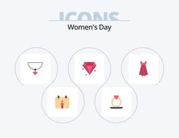 Womens Day Flat Icon Pack 5 Icon Design. Diamant. Damen. Frauen. Frauen. Herz vektor