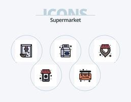 Supermarkt-Linie gefüllt Icon Pack 5 Icon Design. Möbel. Lastschrift. Handel. Währung. Karte vektor