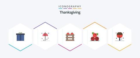 Thanksgiving 25 Flat Icon Pack inklusive Thanksgiving. Cranberry. Regenschirm. Beere. Essen vektor