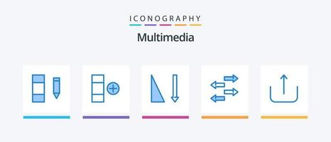 multimedia blå 5 ikon packa Inklusive . sortering. ladda upp. multimedia. kreativ ikoner design vektor