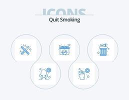 sluta rökning blå ikon packa 5 ikon design. rök. skräp. rökning. rökning patient. datum vektor