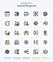 kreative Unternehmensführung 25 Zeilen gefülltes Icon Pack wie Management. Hierarchie. Mitarbeiter. Geschäft. Menschen vektor