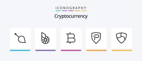 kryptovaluta linje 5 ikon packa Inklusive mynt. crypto valuta. iota. krypto. qtum. kreativ ikoner design vektor