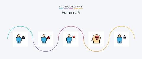 mit menschlicher Linie gefülltes flaches 5-Icon-Paket einschließlich Liebe. Emotion. Energie. menschlich. Favorit vektor