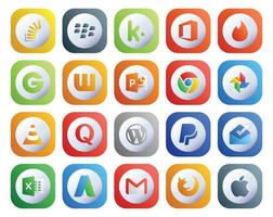 20 Social-Media-Icon-Packs, einschließlich Frage-Player-Groupon-Medienfoto vektor