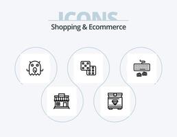 Shopping- und E-Commerce-Line-Icon-Pack 5 Icon-Design. speichern. online. App-Rabatt. speichern. online vektor