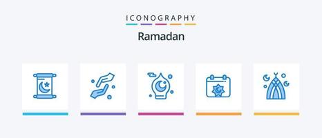 ramadan blå 5 ikon packa Inklusive islamisk. islamisk. islamisk. fest. ramadan. kreativ ikoner design vektor