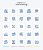 kreativ media teknologi 25 blå ikon packa sådan som antenn radar. kommunikation. hand Rör. cell. mobil vektor