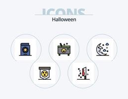 Halloween-Linie gefüllt Icon Pack 5 Icon Design. Grusel. gefährlich. Hexe. Münze. Auge vektor