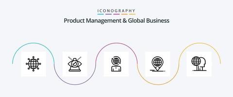 Produktmanagement und Global Business Line 5 Icon Pack inklusive Global Marketing. global. Vorsehung. Forum. modern vektor