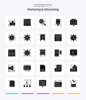 kreatives Marketing und Werbung 25-Glyphen-Symbolpaket in Schwarz, z. B. Poster. Werbetafel. Marketing. Bekanntmachung. Internet Marketing vektor