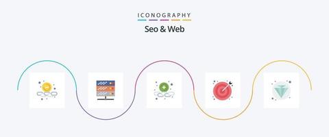 seo och webb platt 5 ikon packa Inklusive webb. webb. Lägg till. mål. Sök vektor