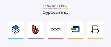 kryptovaluta linje fylld 5 ikon packa Inklusive z kontanter . pengar. mynt . lite mynt . mynt. kreativ ikoner design vektor