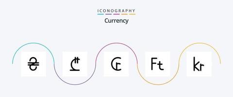 Währungslinie 5 Icon Pack inklusive Ungarisch. Währung . georgisch. Währung vektor