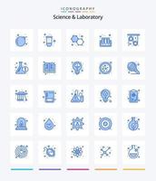 kreative Wissenschaft 25 blaues Icon Pack wie Becherglas. Forschung. Chemie. Rolle. Reagenzgläser vektor