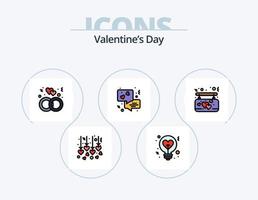 valentines dag linje fylld ikon packa 5 ikon design. par. romantik. Glödlampa. kärlek. krona vektor
