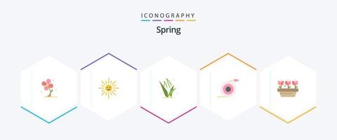 Frühjahr 25 Flat Icon Pack inklusive Blume. Rohr. Frühling. Fluss. Frühling vektor