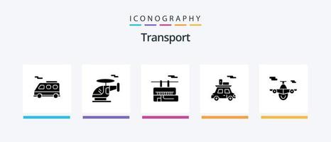 Transport Glyphe 5 Icon Pack inklusive Welt. Ebene. Transport. Flugzeug. Transport. kreatives Symboldesign vektor