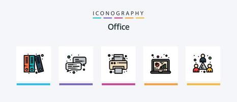 Office-Line-gefülltes 5-Icon-Paket, einschließlich . Präsentation. Schließfach. Planke. Lieferungen. kreatives Symboldesign vektor